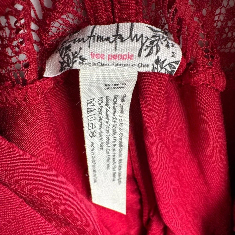 Free People Intimately Red Lace Halter Romper Medium Sleeveless Party‎ Elegant - Picture 5 of 11